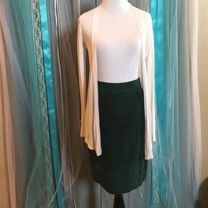 Global Identity, Green Suede Leather Skirt, 3/4